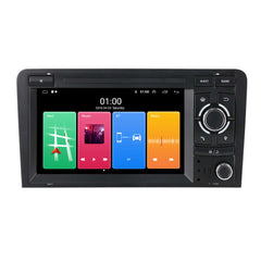 Audi A3 03-12 - 7" Radio m. Apple CarPlay og Android Auto (design 2) med farverig touchskærm og knapper.