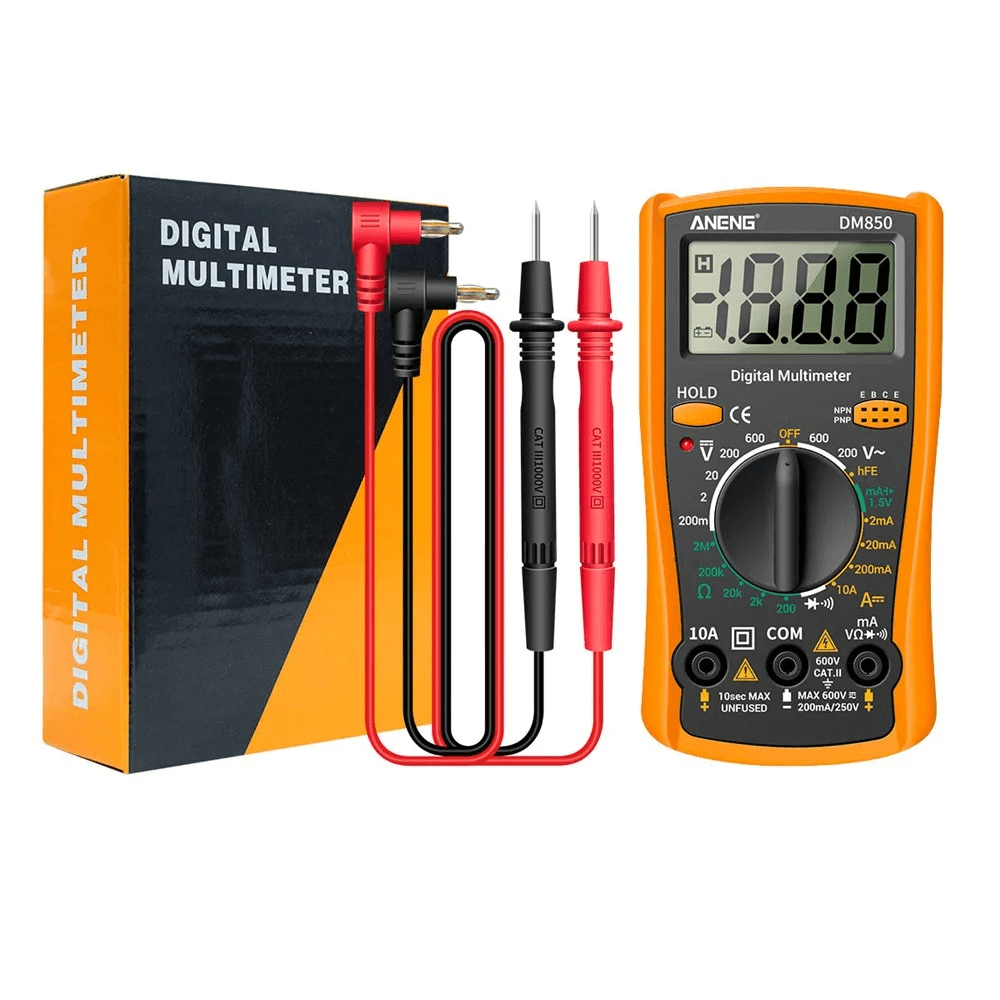 Digitalt Multimeter – Uundværligt Værktøj til Montering af Bilradio med tilbehør og display.