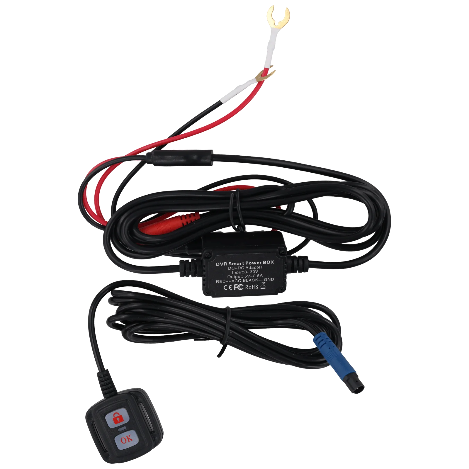 Câmara de bordo para moto 2” com câmara frontal e traseira 1080P, cablagem e caixa de controlo para instalação