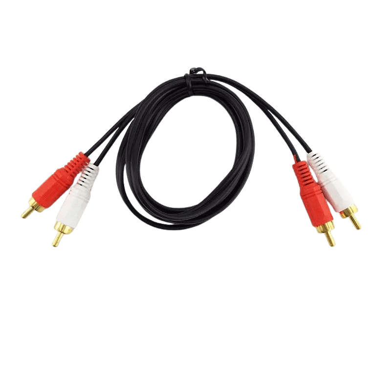 RCA-audiokabel 1,5 meter – rood en wit RCA male-naar-male (2 stuks) voor autoradio en stereo-installatie.