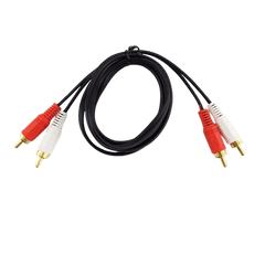 RCA-audiokabel 1,5 meter – rood en wit RCA male-naar-male (2 stuks) voor autoradio en stereo-installatie.