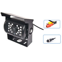 Câmara de marcha-atrás universal – PAL, 1200 linhas de TV, 18 LED IR com LEDs infravermelhos e suporte, ideal para carrinhas e autocarros.