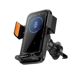 Carregador de carro sem fio e suporte móvel 15W – braçadeira automática e rotação de 360°
