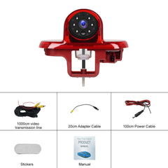 Bakkamera til Renault Trafic/Opel Vivaro with red housing and accessories for easy installation.