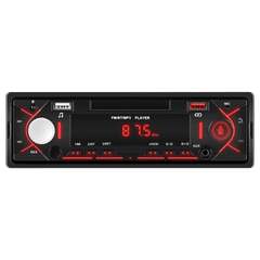 Universele 1-DIN radio met Bluetooth, FM & USB – MP3-speler met LED-display met rood licht en USB-poorten.