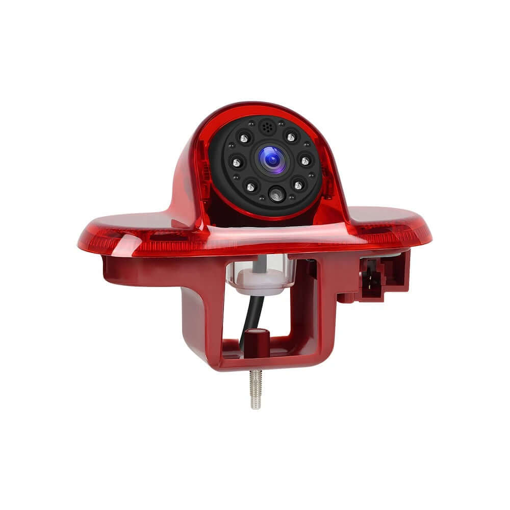 Bakkamera til Renault Trafic/Opel Vivaro produktbillede med rød kapsel og kamera linse.